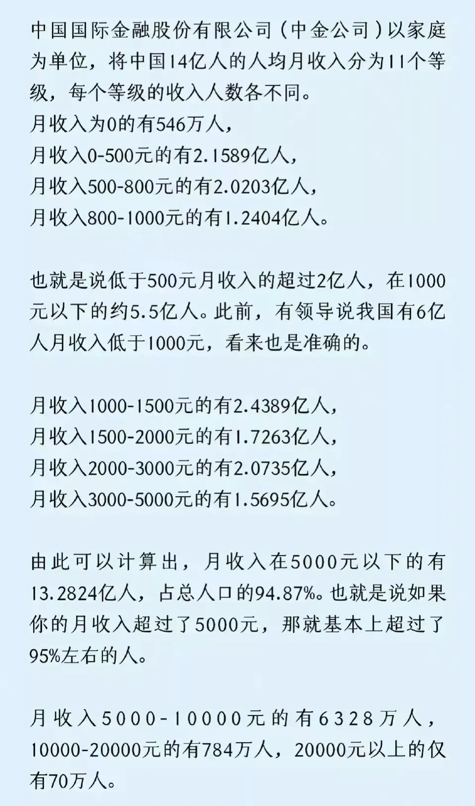 月入5000超过95的人均